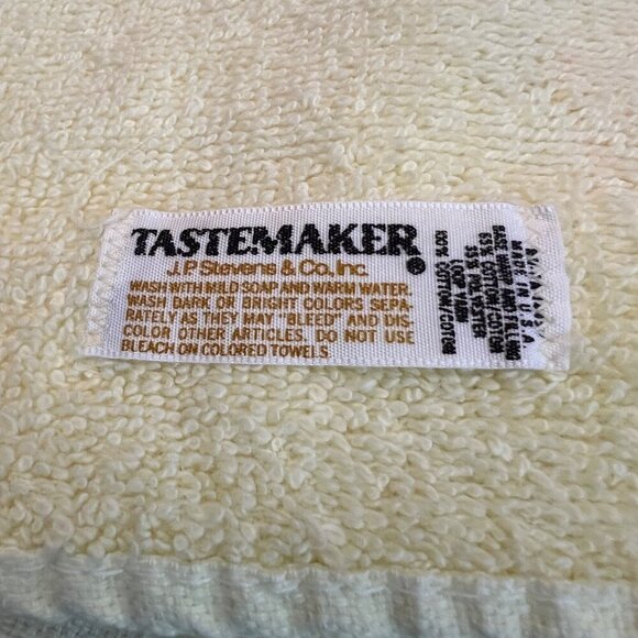 Vtg tastemaker bath Hand wash cloth Towel set 60 70s Yellow Cotton Fringe Floral - Picture 9 of 15